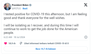 Joe Biden Dinyatakan Positif COVID-19