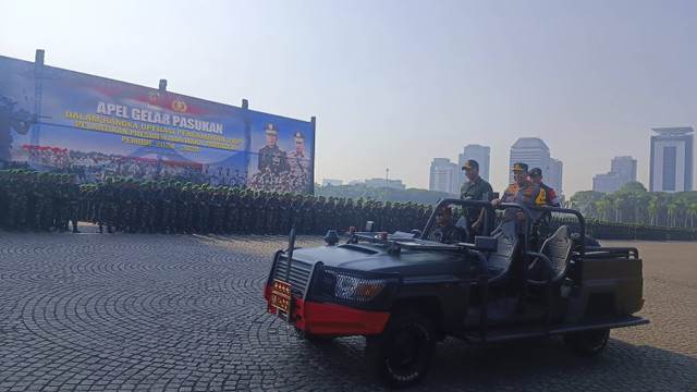 TNI dan Polri Gelar Apel Kesiapan Pengamanan VVIP di Monas