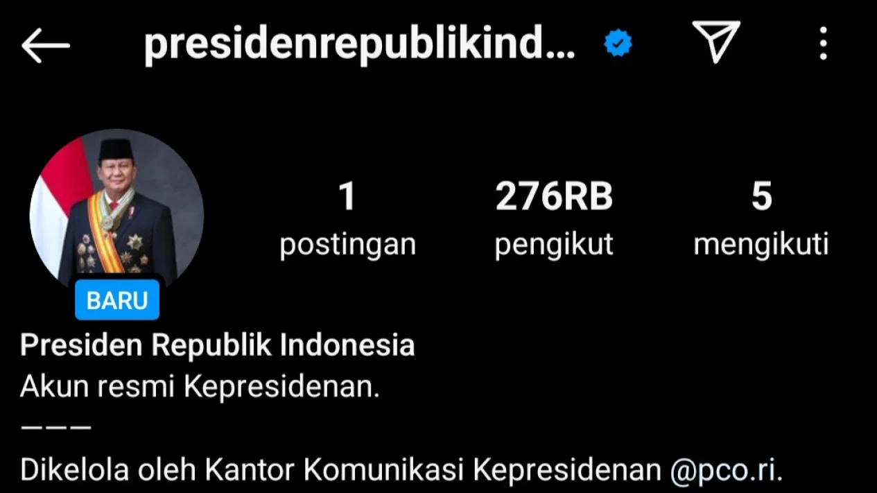 Kantor Komunikasi Kepresidenan Luncurkan Akun Resmi Presiden RI @presidenrepublikindonesia
