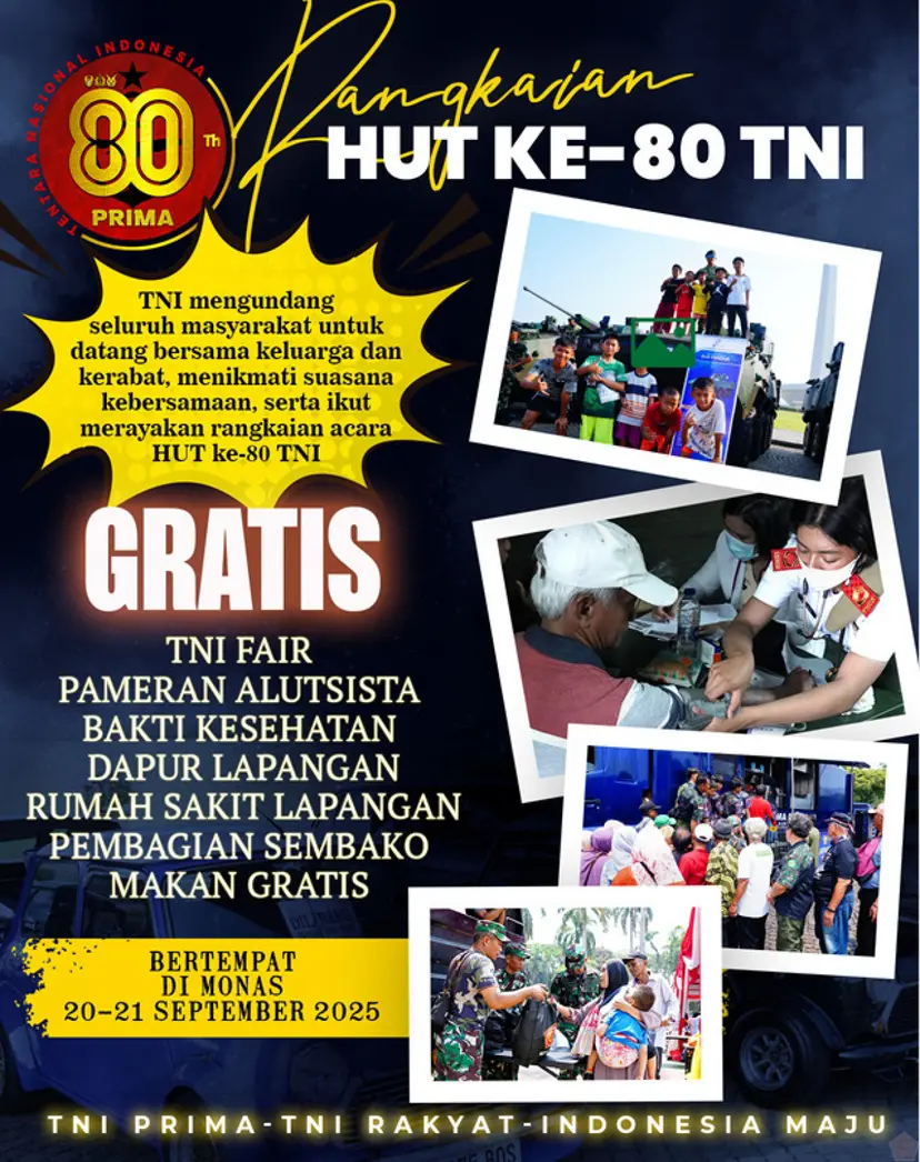 TNI Fair 2025: Pameran Alutsista hingga Baksos Meriahkan HUT ke-80 di Monas