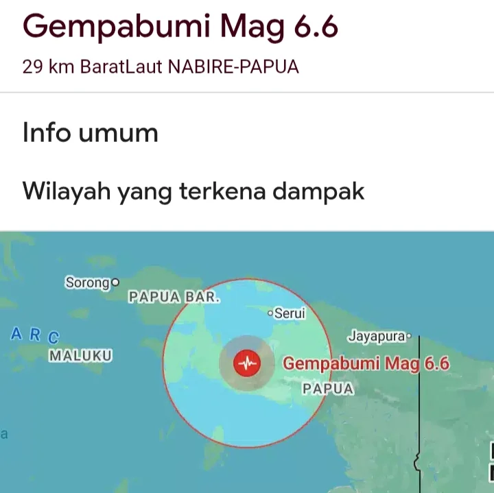 Jaringan Internet di Nabire Lumpuh Usai Gempa Magnitudo 6,6