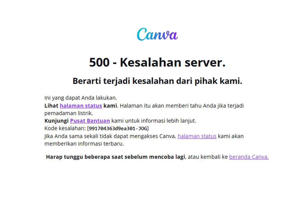 Canva dan Sejumlah Platform Global Lumpuh