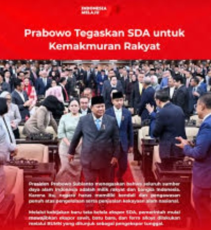 Prabowo Tegaskan Ekspor SDA Harus Dalam Kendali Negara